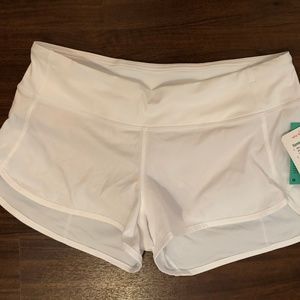 Lululemon White Speed Shorts 2.5” inseam